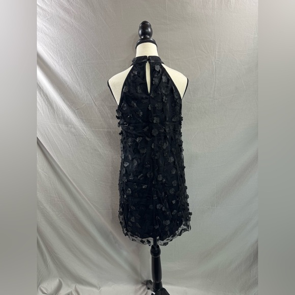Floral Appliques Print Halter Neck Dress Black - Picture 10 of 10